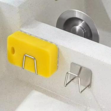 Imagem de Kit (INOX) 2 Suportes para Esponja, Ganchos para Esponja em Aço Inox, Kit Organizador para Cozinha com 2 Peças, Gancho para Utensílios de Limpeza da Cozinha ou Banheiro, Suporte de Esponja (INOX)