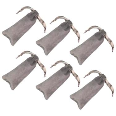 Imagem de lasenersm 6 sacos de veludo para batom com cordão, sacos de veludo, com cordão, pequenos sacos de presente de pano, bolsas de joias para joias artesanais, sacos de bálsamo labial, 5 x 5,1 polegadas