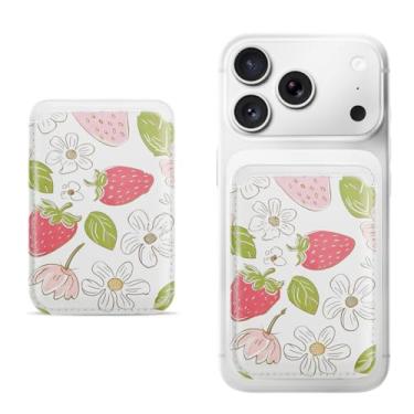 Imagem de Suporte magnético para iPhone, carteira fina de couro PU, capa para cartão, capa traseira para cartão, acessório de telefone fofo