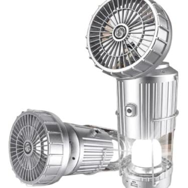 Imagem de Lanterna Lampião Luminária Led com Ventilador Recarregável 3 Em 1 com Placa Solar - Ideal para Trilhas, Acampamentos e Doméstico