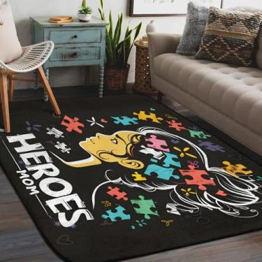 Imagem de Tapete de área para sala de estar, lavável à máquina, design de linha de autismo, tapete antiderrapante, tapete macio para sala de estar, quarto, sala de jantar, berçário, cozinha, decoração de casa