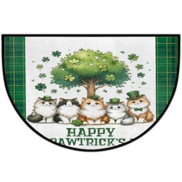 Imagem de Tapete de porta meio redondo, dia de São Patrício, antiderrapante, absorvente, semicírculo, tapetes laváveis, meia lua, tapetes para ambientes internos, pátio, cozinha, banheiro, entrada, lareira