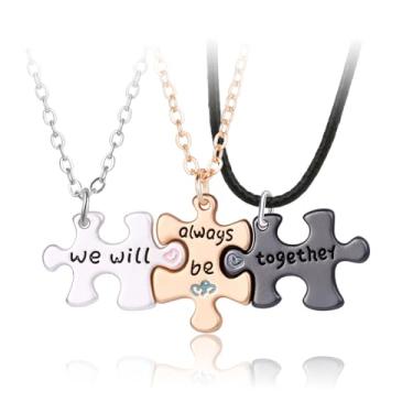 Imagem de Colar de amizade para mulheres, quebra-cabeça, minimalista, colar combinando, presente moderno para mulheres, presente de aniversário, dia dos namorados, presente de natal, presentes de amizade para