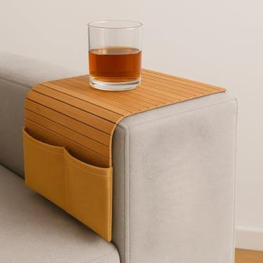 Imagem de Esteira Porta Copo p/Braço de Sofá Bambu com Suporte para Controle 40x29cm, Heimon