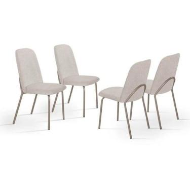 Imagem de Kit 4 Cadeiras de Jantar Aço e Boucle California - Aço Nobre Móveis