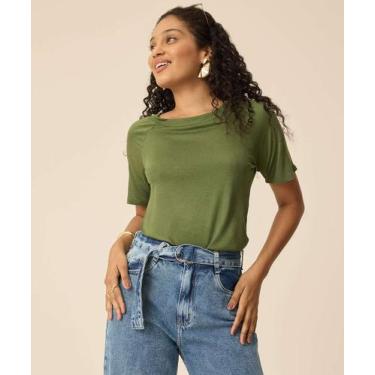 Imagem de Blusa Feminina Básica Manga Curta Marisa-16499, Verde, G