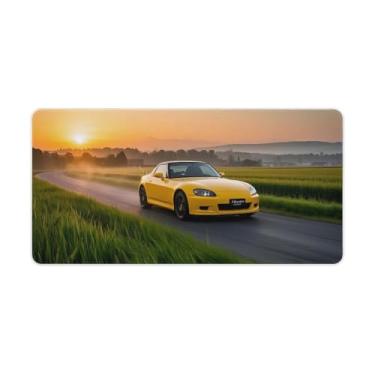 Imagem de HouLaiZhe A Yellow JDM S2000 Shining in A Rural Sunset Gaming Mouse Pads JDM Car Desk Pads Grandes Mousepads para Teclado Desktop Computador Mat30x60 cm