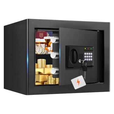 Imagem de Seguro pequeno para casa, cofre de segurança com teclado programável, chaves sobressalentes e prateleira removível, cofres domésticos para documentos objetos de valor, 24 cm A x 35 cm L x 24 cm P