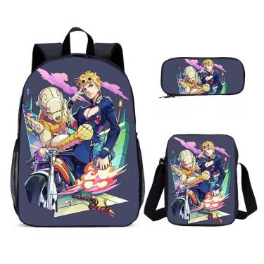 Imagem de Conjunto de mochilas escolares, mochila Jojo`s Bizarre Adventure, 3 unidades