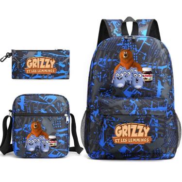Imagem de Mochila escolar G-rizzys Cartoon Kids 3 unidades/conjunto de lona