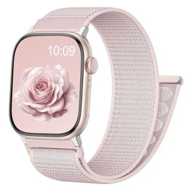 Imagem de Zedoli Pulseira esportiva de nylon compatível com Apple Watch séries 11, 10, 9, 8, 7, 6, 5, 4, 3, 2 e 1 de 40 mm, 42 mm, 41 mm, 38 mm, rosa claro