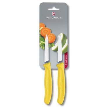 Imagem de Conjunto com 2 facas Victorinox Swiss Classic lâmina lisa, cabo Amarelo, 8cm
