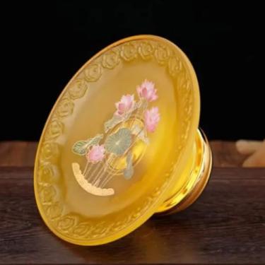 Imagem de FENNYYAR Oferecendo prato de frutas esmaltado colorido frontal de Buda, 20 cm, 20 cm, Lotus faz ofertas para ornamento de Buda