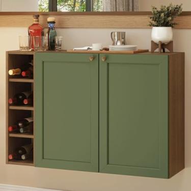 Imagem de Buffet Aparador com Adega 100cm 2 Portas Rustic/verde Vik Madesa 16