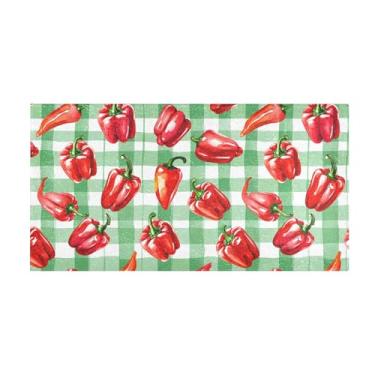 Imagem de Burbuja Tapete de corredor com pimentões vermelhos em xadrez de pelúcia antiderrapante tapete de borracha para corredor, quarto, sala de estar, decoração de entrada, lavável na máquina, 51 x 99 cm