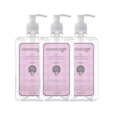 Imagem de Kit Álcool Em Gel Higienizante Giovanna Baby Classic Rosa 500ml (3 unidades)