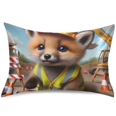 Imagem de Capa de almofada de cetim para trabalhador da construção civil panda vermelha capa engraçada padrão queen king decoração de casa roupa de cama, tamanho king, 101,6 cm x 50,8 cm