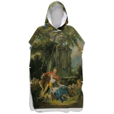 Imagem de Joisal Roupão de mudança de poncho de surfe plus size para toalha de natação com capuz Adul pastores rococó estampa ponchos femininos com capuz