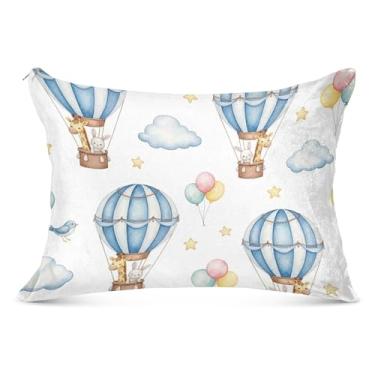 Imagem de Balões de ar quente azul branco fronha decorativa com zíper padrão king queen size fronha presentes bonitos na moda, tamanho king, 50,8 cm x 101,6 cm