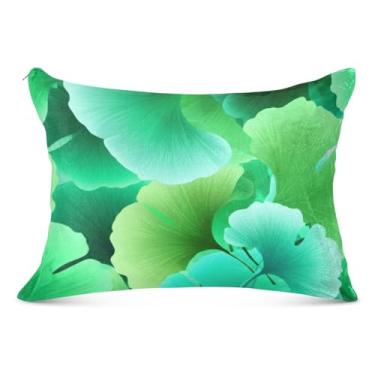 Imagem de Ginkgo Leaves Green Teal Grandes Fronhas Decorativas Flanela Longa Padrão Queen King Size Fronha Fofa Almofada Confortável Roupa de Cama Macia, Tamanho do Corpo, 53 cm x 137 cm
