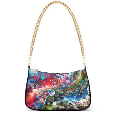 Imagem de Flamingos Beach Aquarela Bolsa feminina Hobo Party Purses Womens Evening Handbag Chain Ladies Shoulder Bag, Camuflagem tie dye