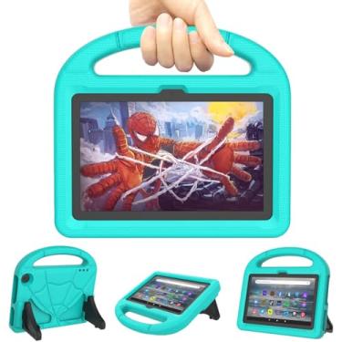 Imagem de Capa infantil para tablet de 17 cm 2022, DICEKOO leve, à prova de choque e à prova de choque, linda capa com alça de suporte, também para tablet Tab de 7 polegadas - Turquesa
