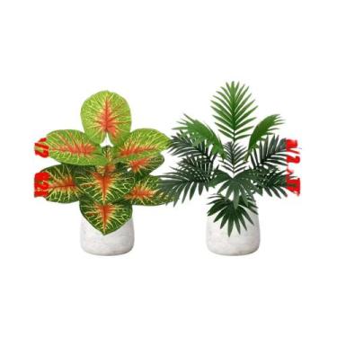 Imagem de Plantas Verdes Artificiais Estilo Nórdico 2 Peças 24 Folhas Folhas De 
