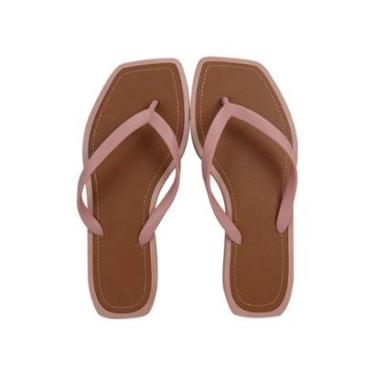 Imagem de Chinelo Bico Quadrado Dedo Feminino Casual Verao Nude-Feminino
