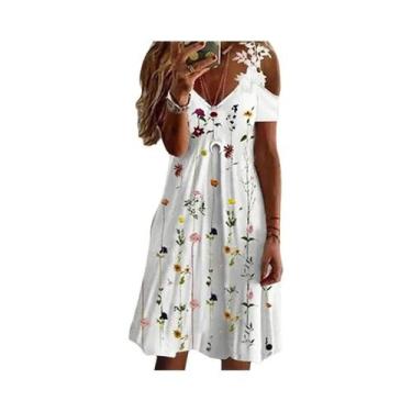 Imagem de Moda feminina renda com decote em v suspender vestido verão casual ren