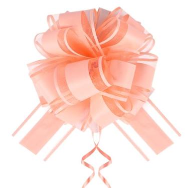 Imagem de DEGVIEC 6 peças de laços grandes de raiz de lótus rosa para embrulho de presente, grandes laços de presente de Natal para presentes, laço de fita de 15 cm para cestas de presente de carro de casamento