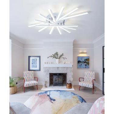 Imagem de Luminária de teto LED linear moderna, dimerizável de 3000 a 6000K, luminária pendente de embutir preta, luminárias de teto douradas, para quartos, cozinhas, salas de jantar e áreas de serviç