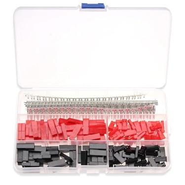 Imagem de 2,54 mm 480 peças macho/fêmea fio jumper pino conector conector conjunto vermelho preto para eletrodomésticos