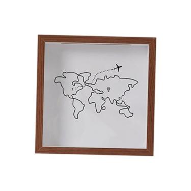 Imagem de KiBcsLic Moldura tipo caixa de sombra quadrada, versátil, para mesa ou parede, ideal para exibir cartões, selos e ingressos de shows, Marrom 29x29cm