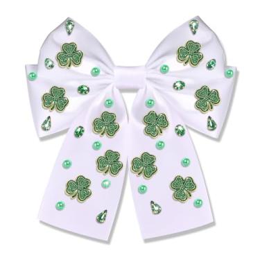 Imagem de BVGA Presilhas de cabelo femininas para o Dia de São Patrício com glitter verde da sorte trevo laço fita de cabelo dia de São Patrício roupas irlandesas acessórios presentes