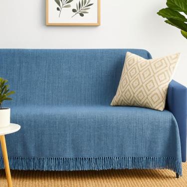 Imagem de Manta Para Sofá 100% Algodão 2,40x1,80mts Acabamento Premium (Azul Jeans)