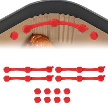 Imagem de Conjunto de 12 peças de ímãs de silicone para fritadeira a ar, 4 tiras de silicone longas em forma de hexágono e 8 fivelas magnéticas em forma de hexágono, acessórios universais reutilizáveis para