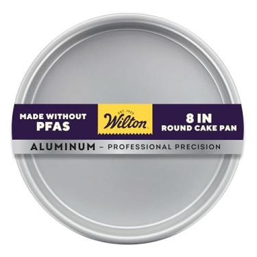 Imagem de Wilton Forma de bolo redonda de alumínio, assadeira anodizada durável para bolos em camadas e em camadas, aquecimento uniforme, resistente à ferrugem, assadeiras profissionais para bolo, 20 x 5 cm