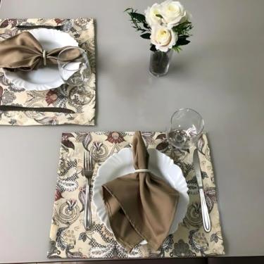 Imagem de Jogo Americano 6 Peças Mesa Posta Café da Manhã Jantar Guardanapo Porta-Guardanapo Elegante (JA005)