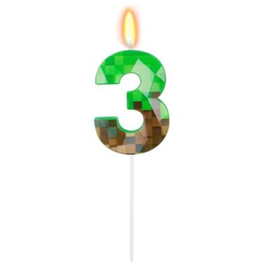 Imagem de Velas de aniversário pixel, velas de número mineiro para bolo número 1, topo de bolo para velas temáticas de jogos, decoração de aniversário, suprimentos de celebrações de aniversário (3)