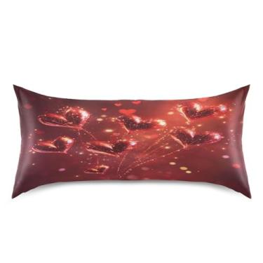 Imagem de ATTX Fronha de cetim de fogos de artifício dos namorados com fecho de envelope, macia e refrescante para cabelo e pele, tamanho king size 20 x 40 polegadas (712)