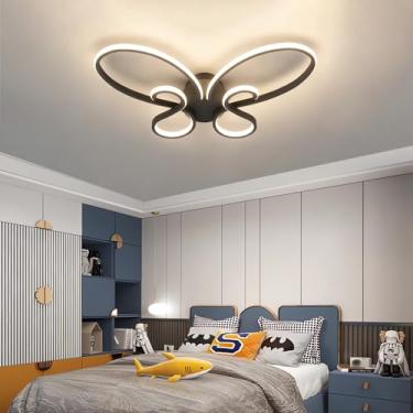 Imagem de Luminária de teto LED moderna para quarto, luminária criativa com intensidade regulável e controle remoto, instalação embutida, iluminação interna para sala de jantar, corredor, quarto infan