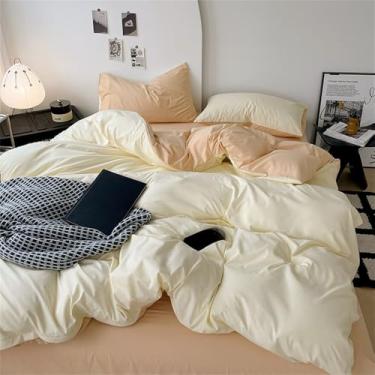 Imagem de Jogo de cama bicolor para todas as estações, capa de edredom confortável em algodão macio e agradável à pele, 1, 1,2 m, conjunto de 4 peças