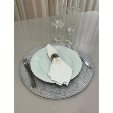 Imagem de Jogo Americano Mesa Posta Impermeável Redondo ou Retangular para Jantar e Eventos – Kit 4 ou 6 Lugares Decorativo Luxo (8. Cinza,6 unidades)