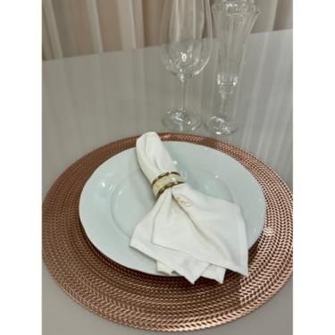 Imagem de Jogo Americano Mesa Posta Impermeável Redondo ou Retangular para Jantar e Eventos – Kit 4 ou 6 Lugares Decorativo Luxo (30. Rose Gold,4 Unidades)