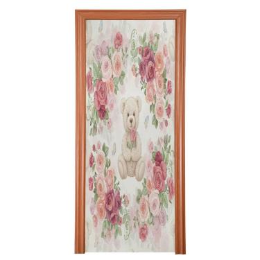 Imagem de ATTX Capa para porta da frente com ursinho de pelúcia para o Dia dos Namorados - Tecido elástico lavável, decoração de férias para festas, casa, decoração de porta da frente, 91 x 98 pol. (651)