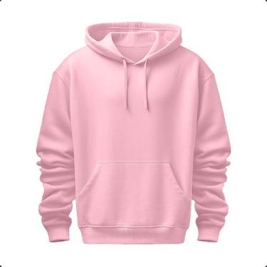 Imagem de Moletom Feminino Masculino Liso Bolso Canguru Capuz Flanelado - Rinald