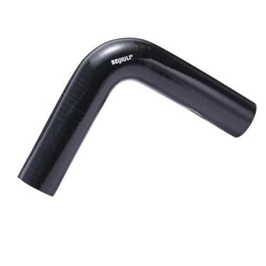 Imagem de BEIJIULI Mangueira de acoplador de silicone com 2 grampos de parafuso em T inoxidável, mangueira de radiador de admissão de cotovelo universal de silicone reforçado com 4 camadas (cotovelo de 90 graus