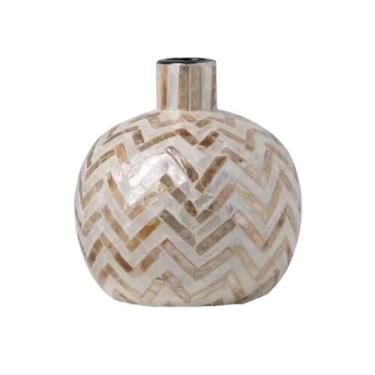 Imagem de Vaso estilo creme retrô vaso concha sala de estar mesa de entrada arranjo de flores ornamentos vasos de flores (A)