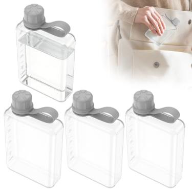 Imagem de Garrafa de água plana portátil de 240 ml, garrafa de água fina para viagem, sem BPA, Tritan à prova de vazamento, garrafa de água para fitness, esportes ao ar livre, bolsa (cinza, 500 ml)