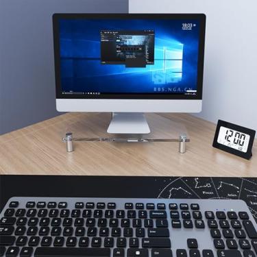Imagem de Suporte para monitor de canto de canto transparente para monitor de PC, suporte de laptop para organizador de mesa de escritório, elevador de tela de computador ergonômico com almofadas